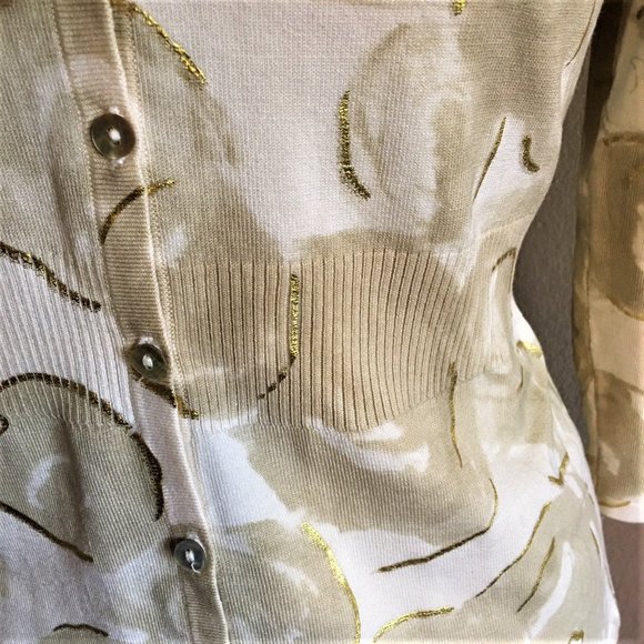 SARAH SPENCER Metallic Floral Cardigan - SMALL - Picture 6 of 11